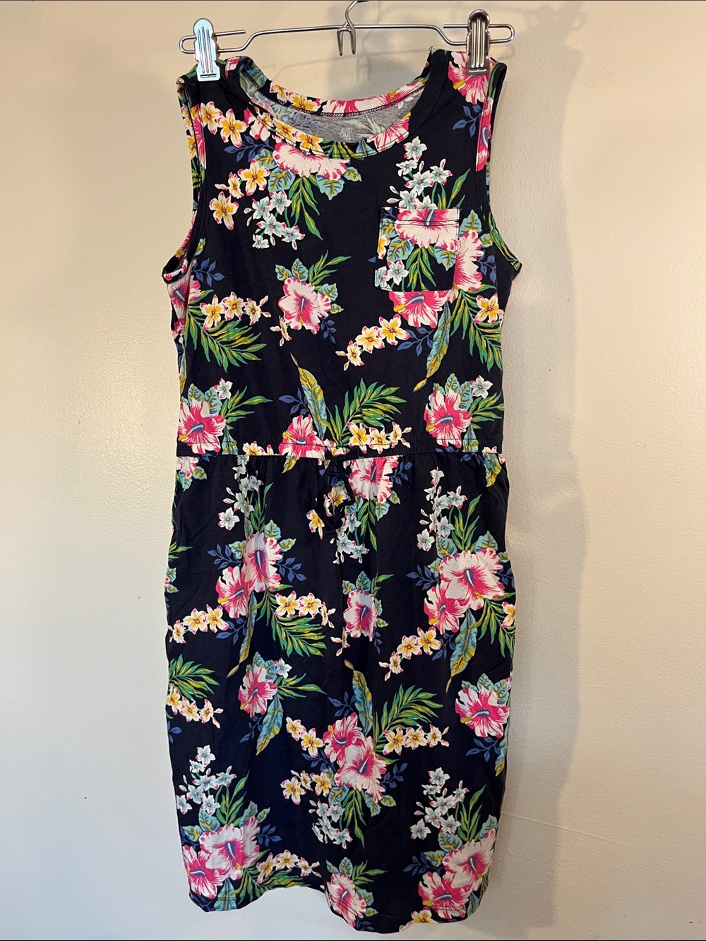 GAP Navy Floral Midi Dress with Pink & Yellow Blooms